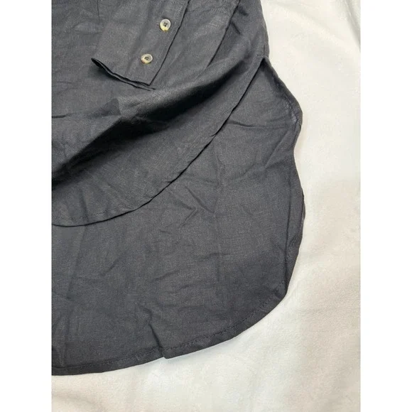 CALIA Button Down Shirt Black Linen Blend Coverup Women's XXL - Picture 3 of 4